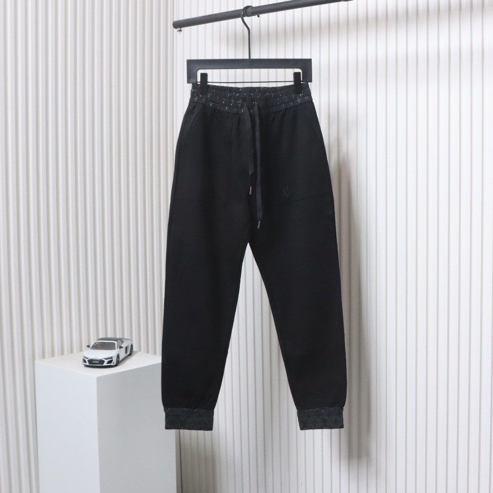 Louis Vuitton Catwalk Style Embroidered Logo Trousers Black