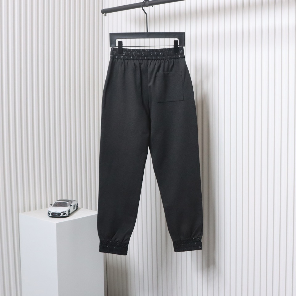 Louis Vuitton Catwalk Style Embroidered Logo Trousers Dark Grey