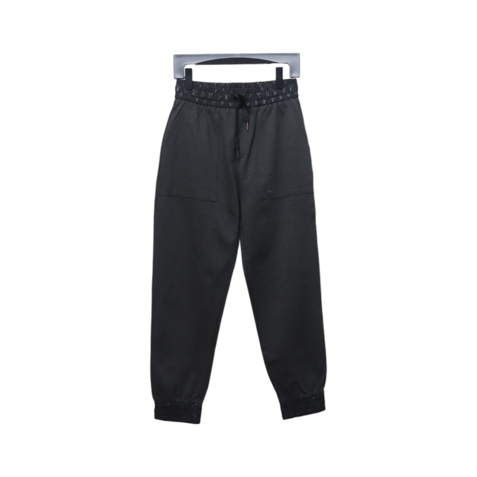 Louis Vuitton Catwalk Style Embroidered Logo Trousers Dark Grey