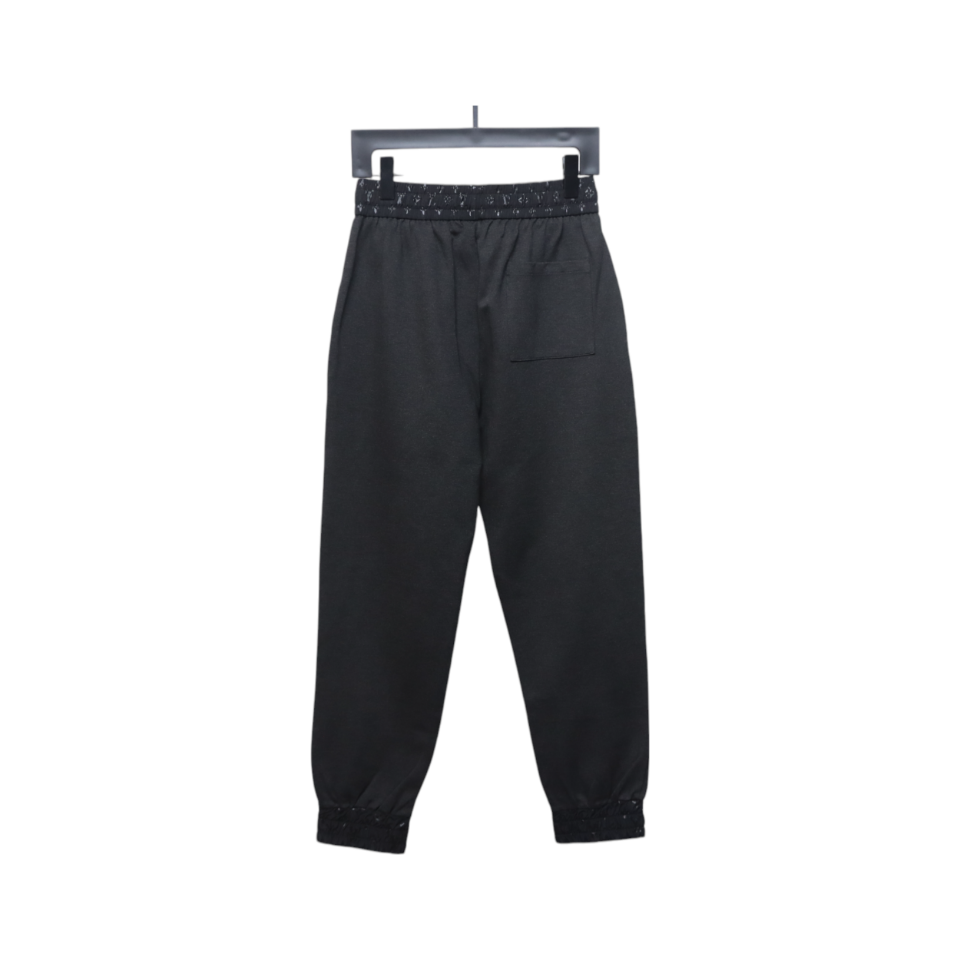 Louis Vuitton Catwalk Style Embroidered Logo Trousers Dark Grey