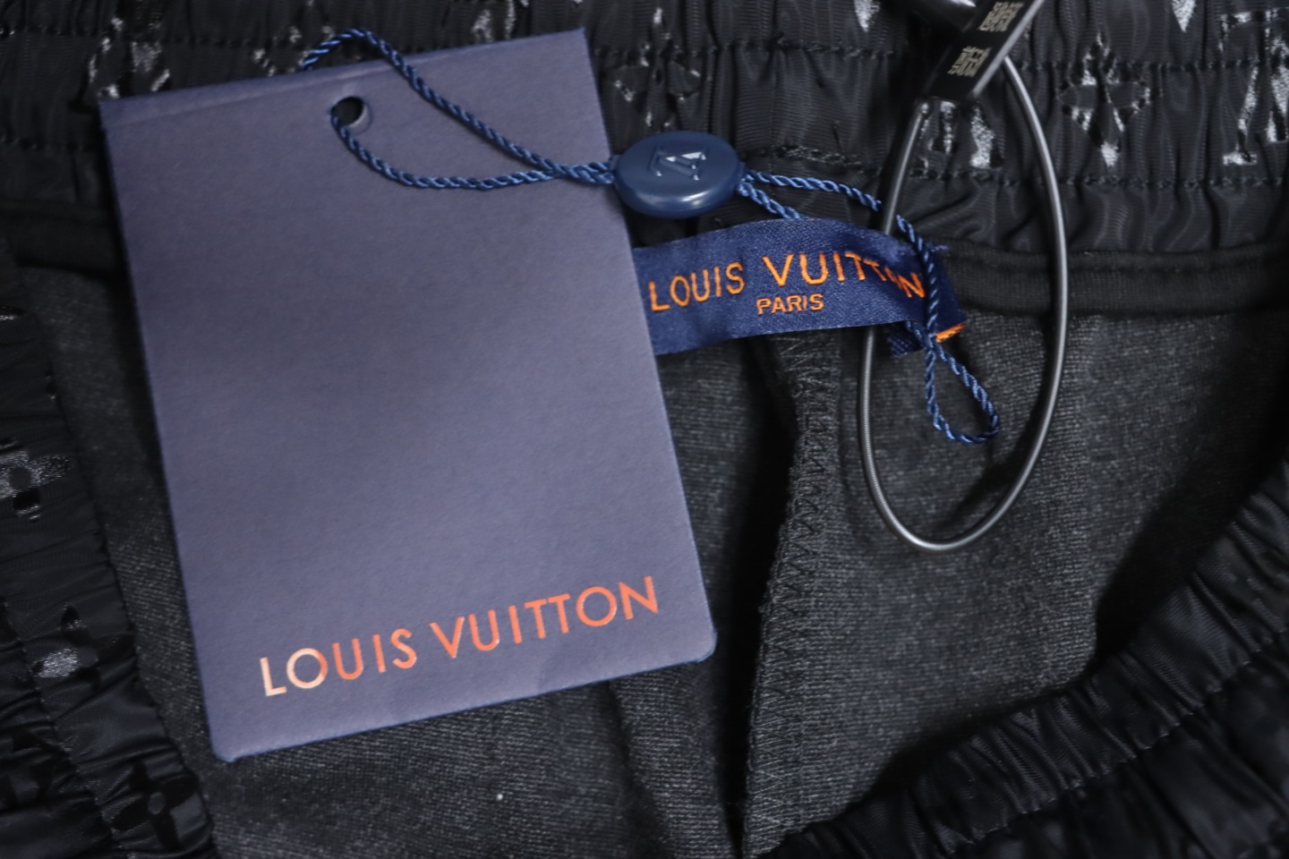 Louis Vuitton Catwalk Style Embroidered Logo Trousers Dark Grey