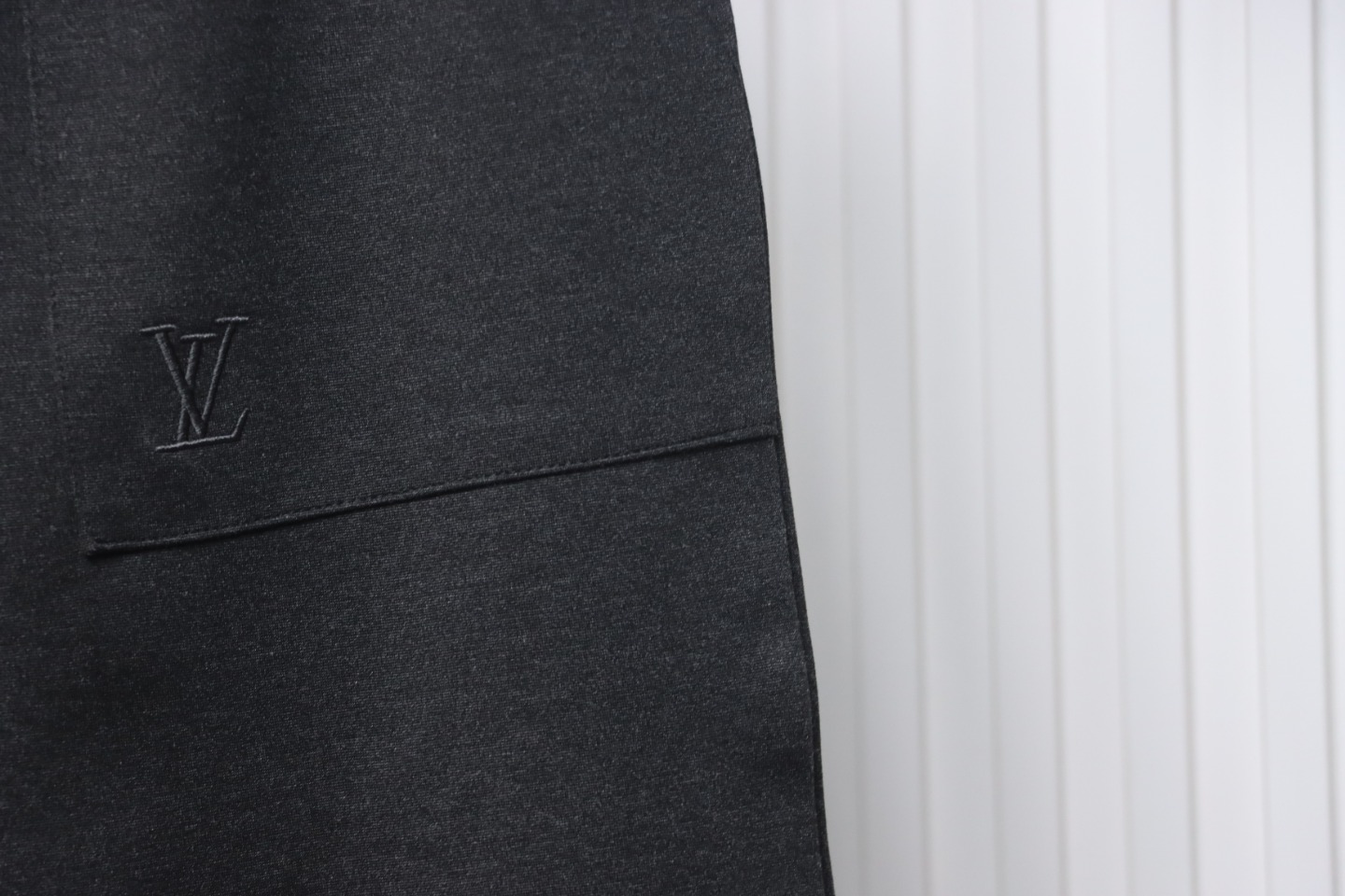 Louis Vuitton Catwalk Style Embroidered Logo Trousers Dark Grey