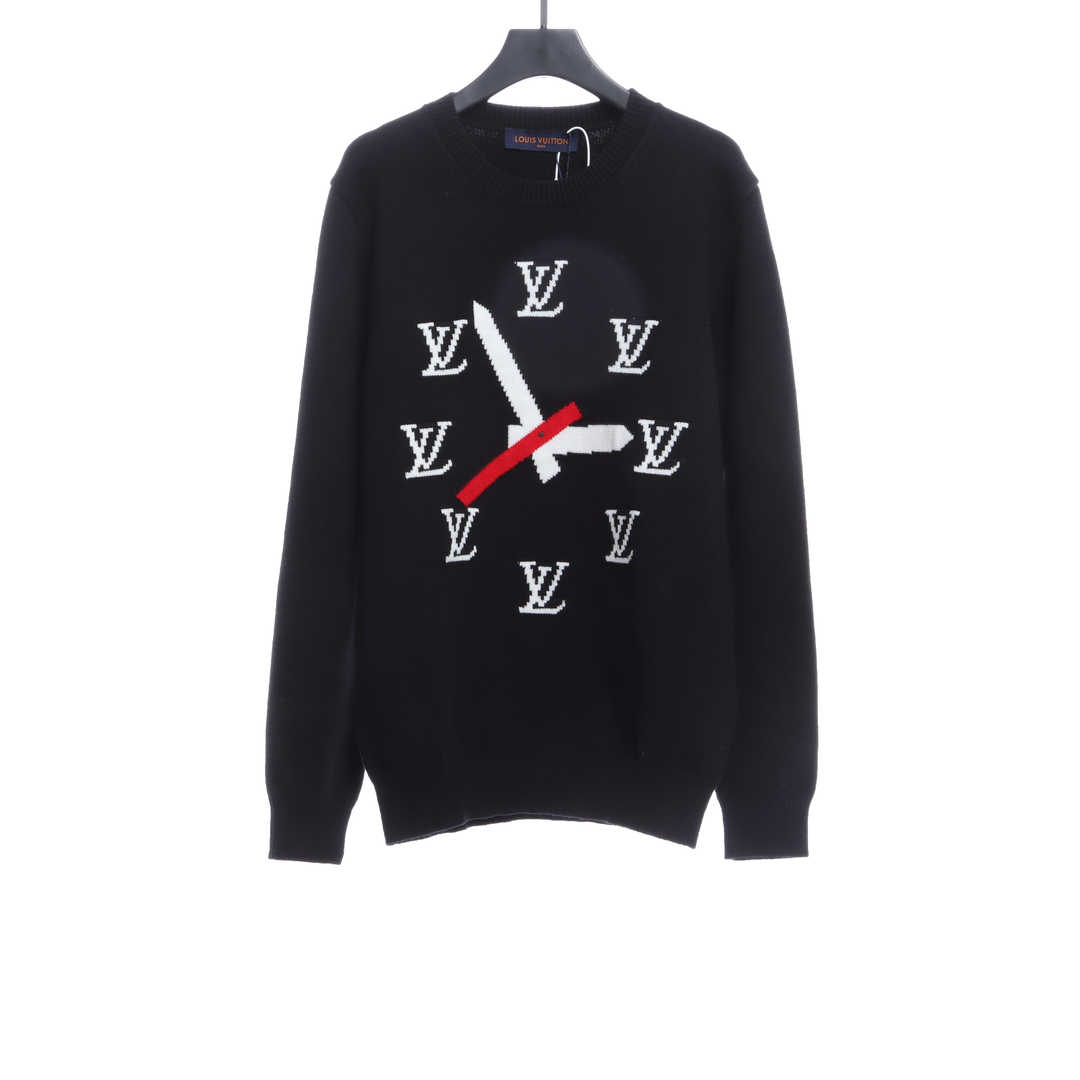 Louis Vuitton Clock Intarsia Sweater Black