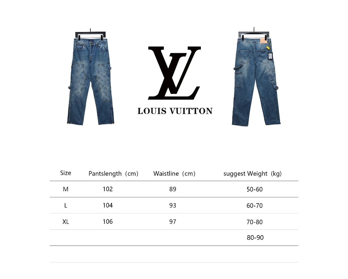 Louis Vuitton Denim Embossed Jeans Blue