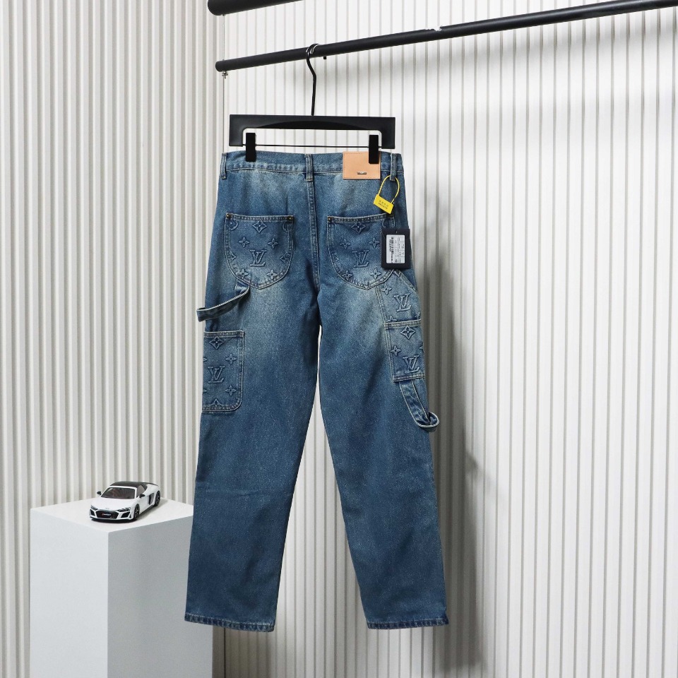 Louis Vuitton Denim Embossed Jeans Blue