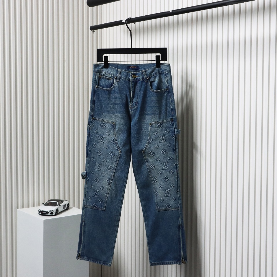 Louis Vuitton Denim Embossed Jeans Blue