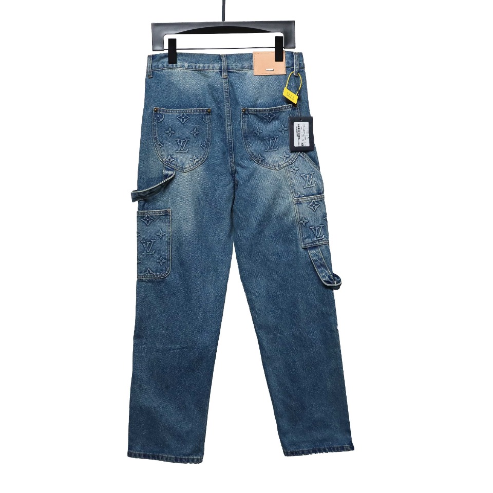 Louis Vuitton Denim Embossed Jeans Blue