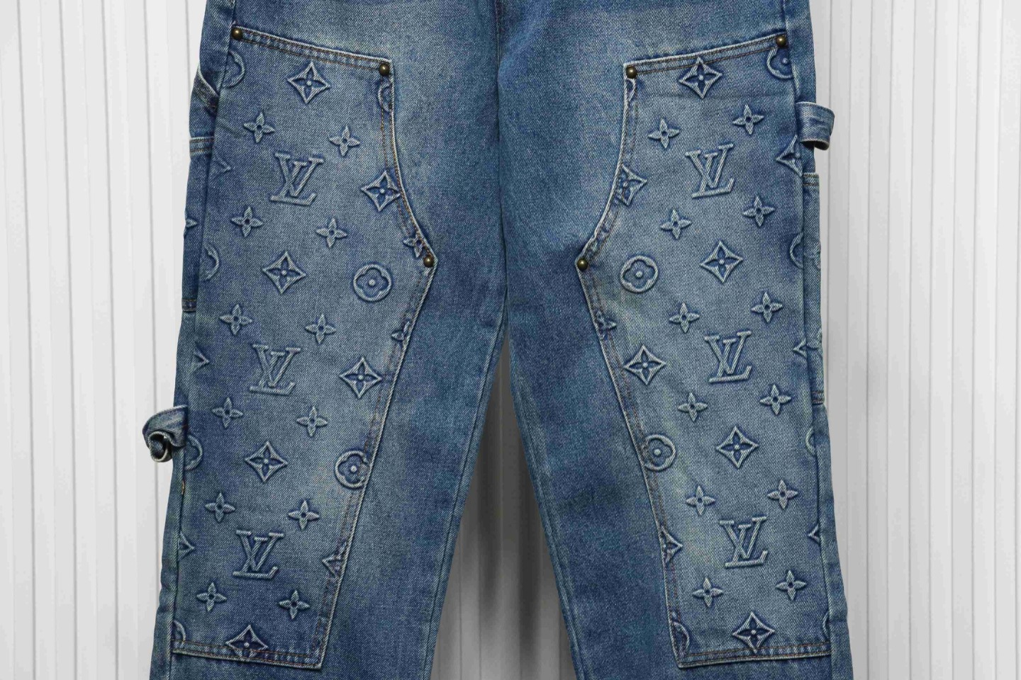 Louis Vuitton Denim Embossed Jeans Blue