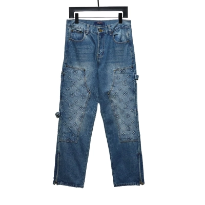 Louis Vuitton Denim Embossed Jeans Blue 01