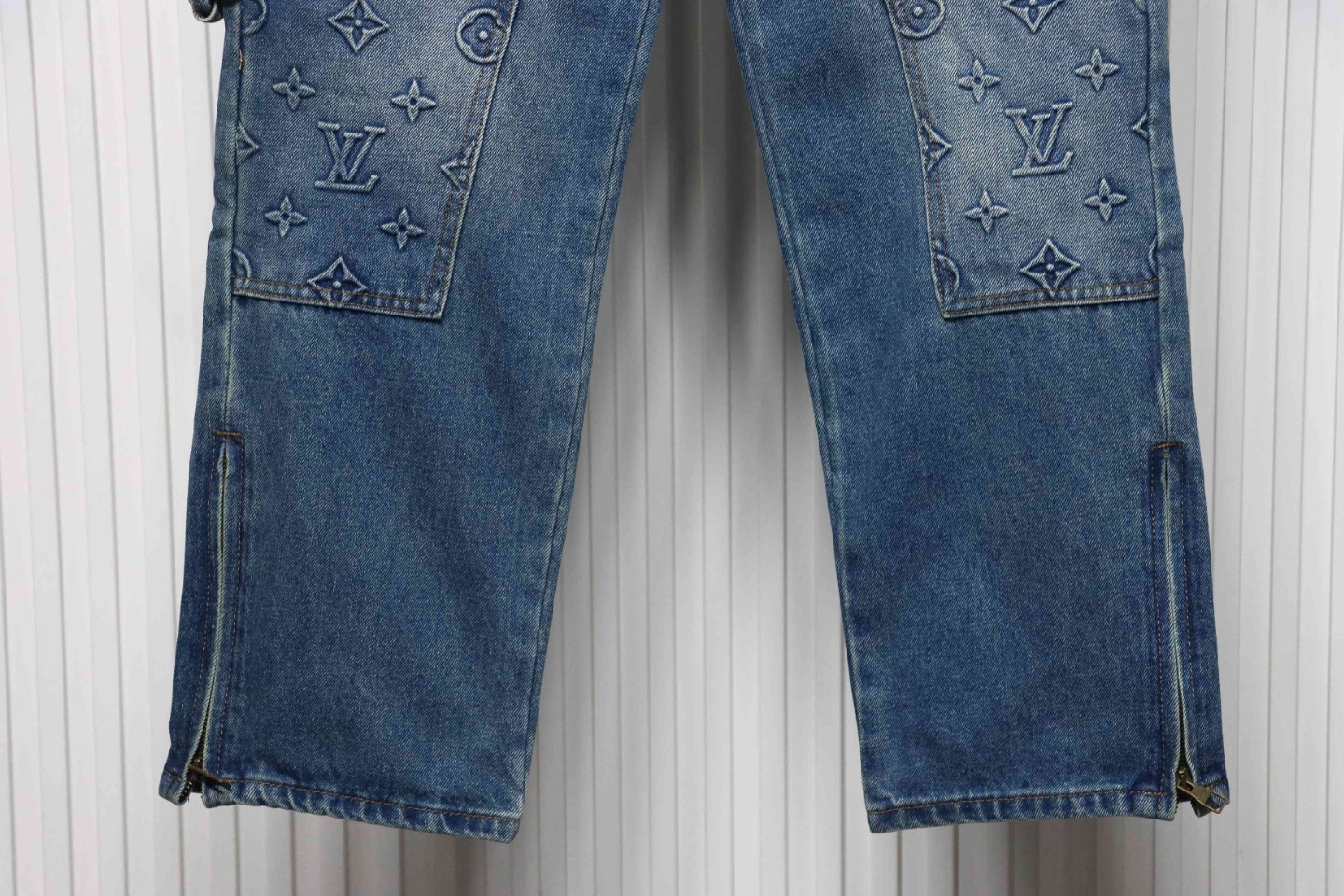Louis Vuitton Denim Embossed Jeans Blue