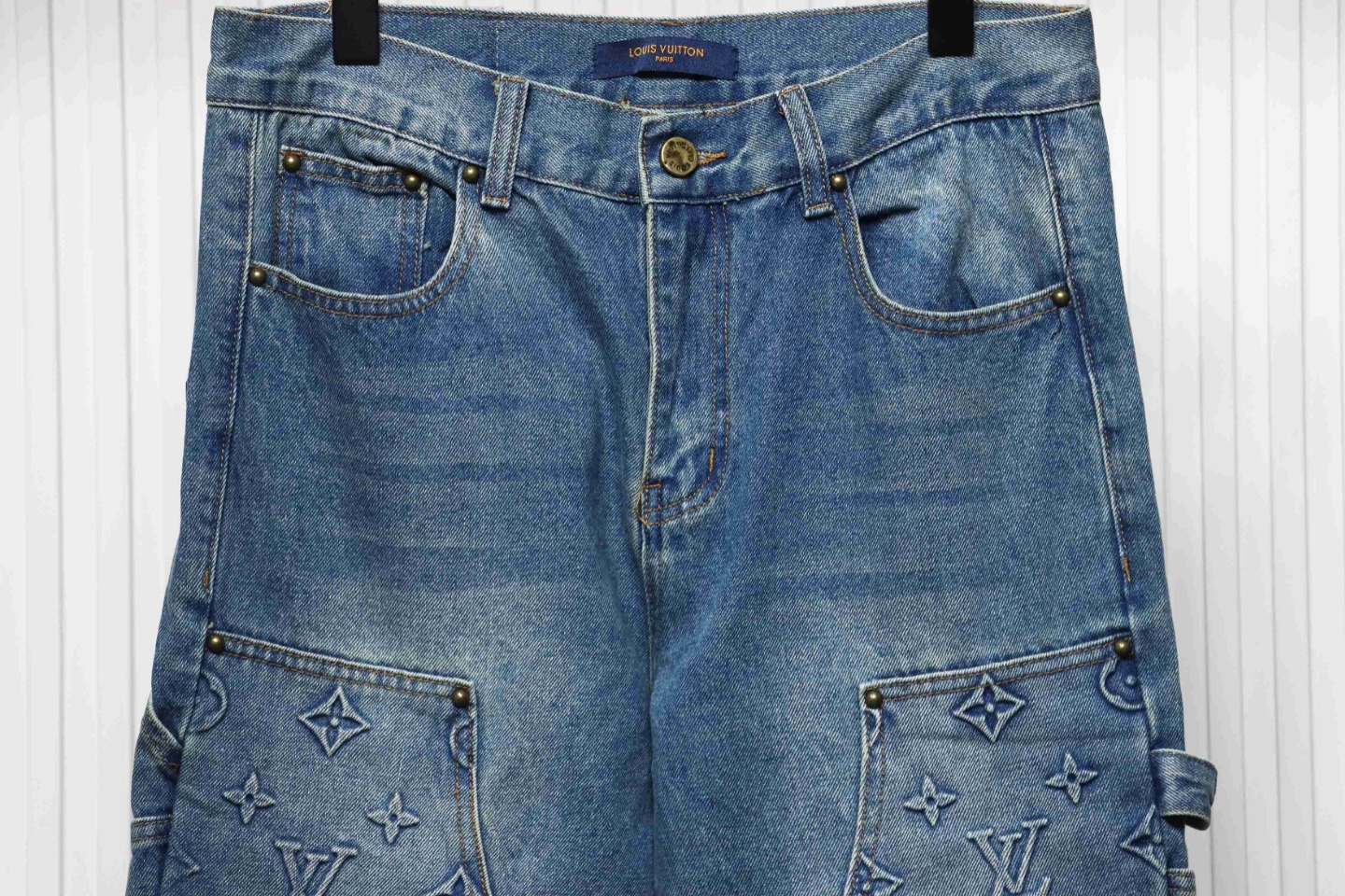 Louis Vuitton Denim Embossed Jeans Blue
