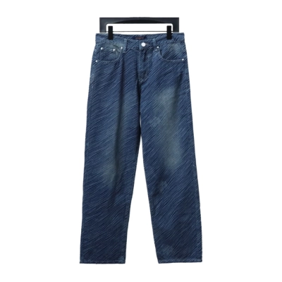 Louis Vuitton Diagonal Striped Lettering Denim Trousers 01