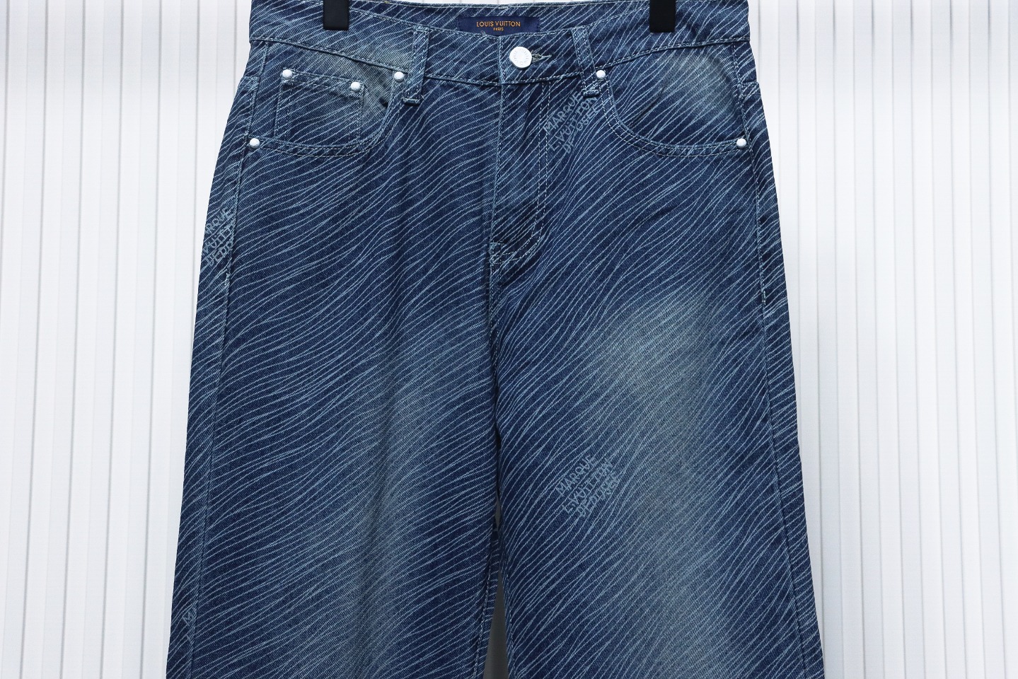 Louis Vuitton Diagonal Striped Lettering Denim Trousers