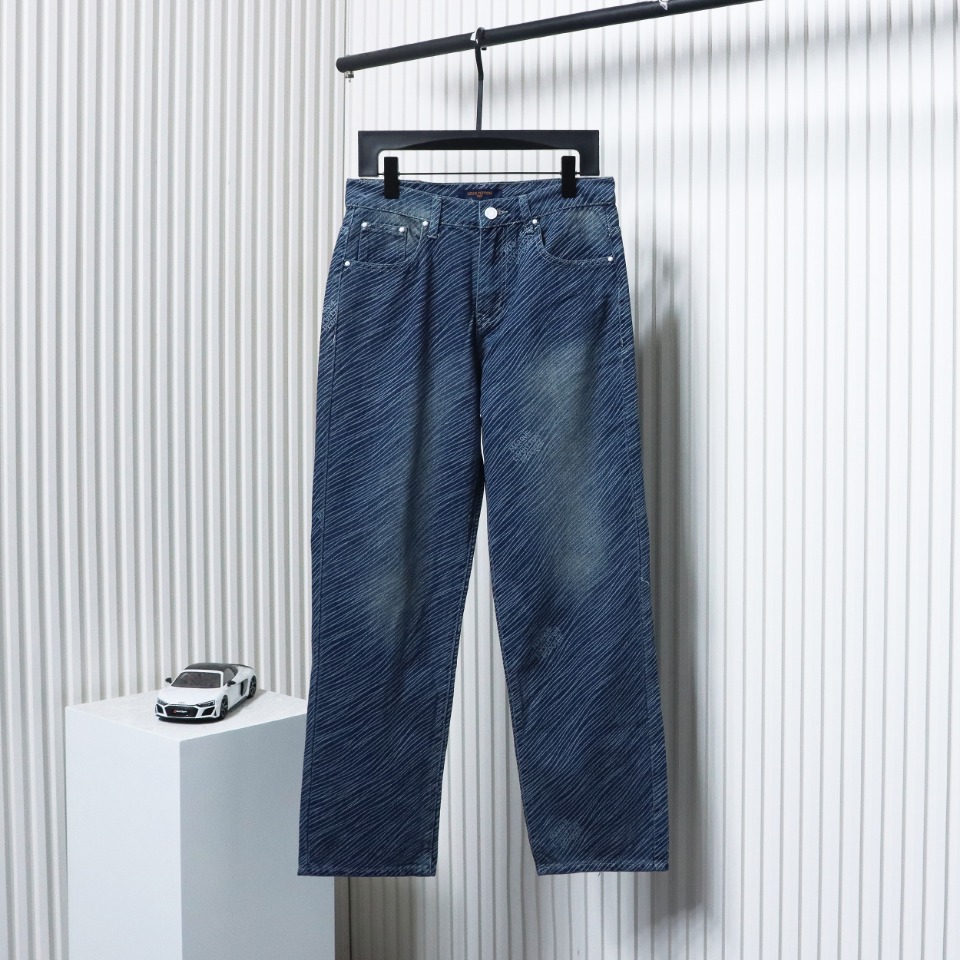 Louis Vuitton Diagonal Striped Lettering Denim Trousers