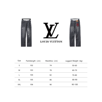 Louis Vuitton Full Print Ripped Denim Trousers 02