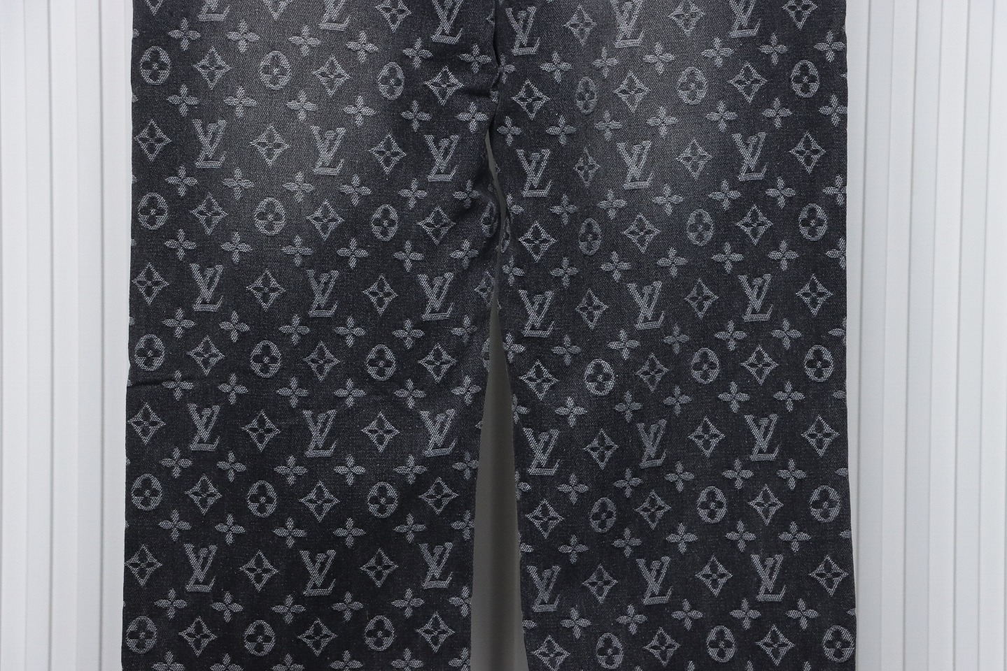 Louis Vuitton Full Print Ripped Denim Trousers