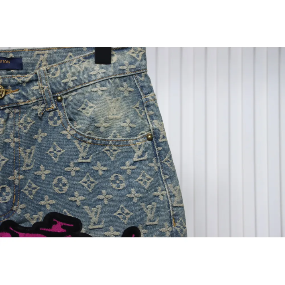 Louis Vuitton Graffiti Gradient Embroidered Jeans