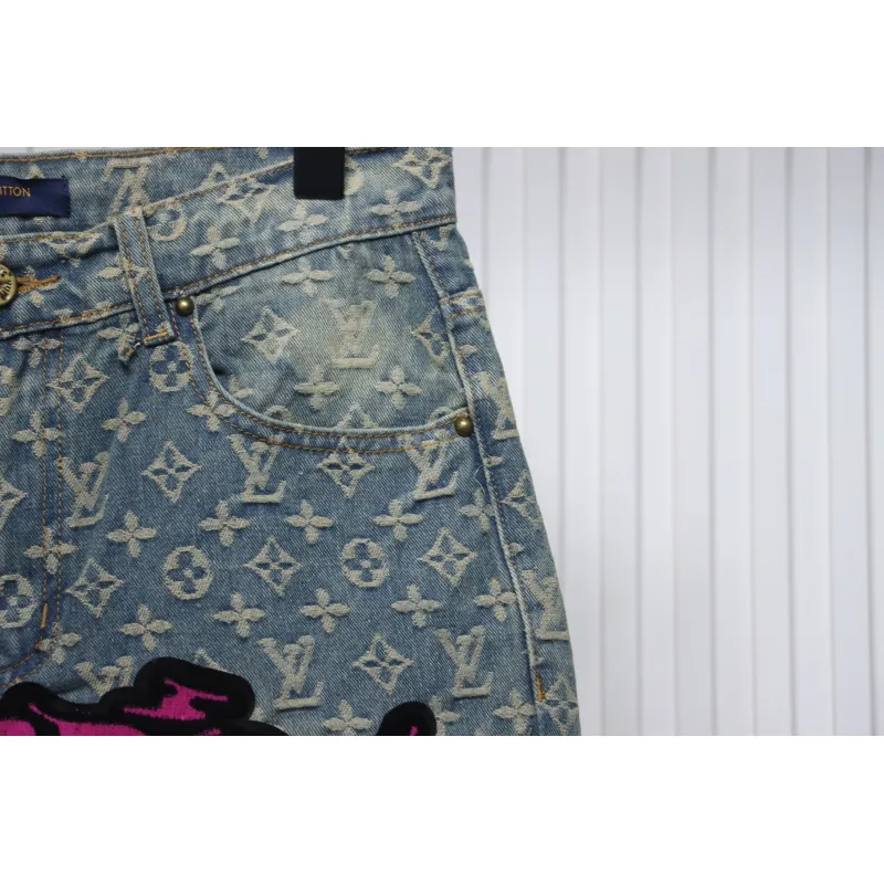 Louis Vuitton Graffiti Gradient Embroidered Jeans