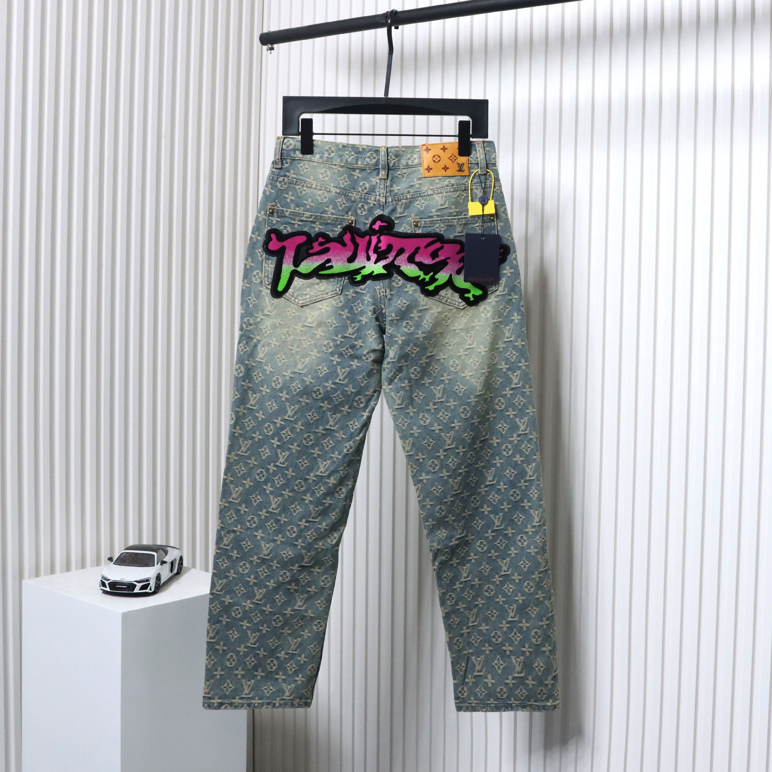 Louis Vuitton Graffiti Gradient Embroidered Jeans