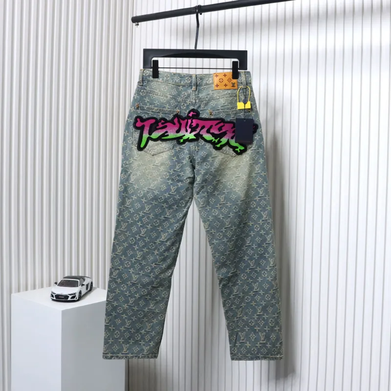 Louis Vuitton Graffiti Gradient Embroidered Jeans