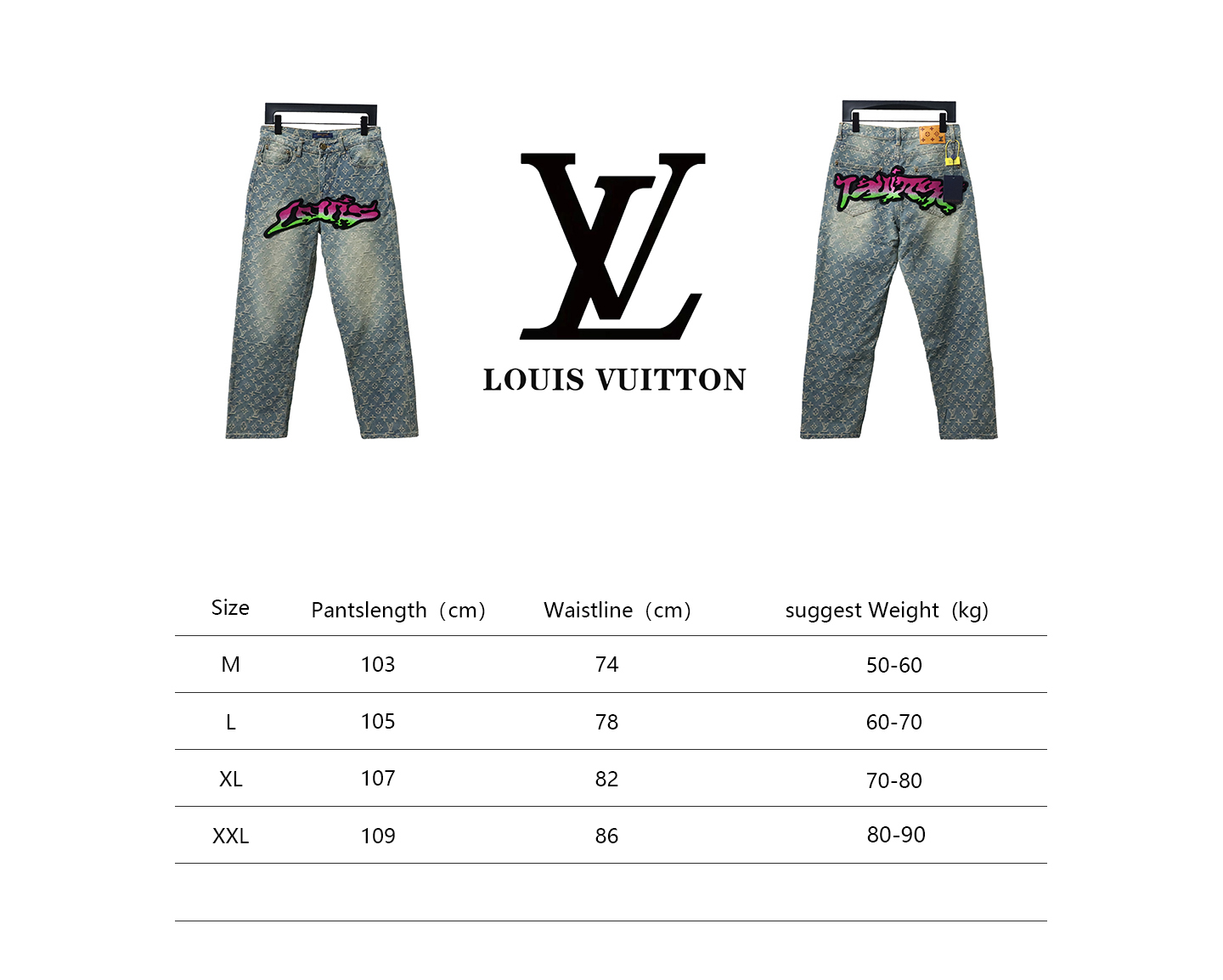 Louis Vuitton Graffiti Gradient Embroidered Jeans