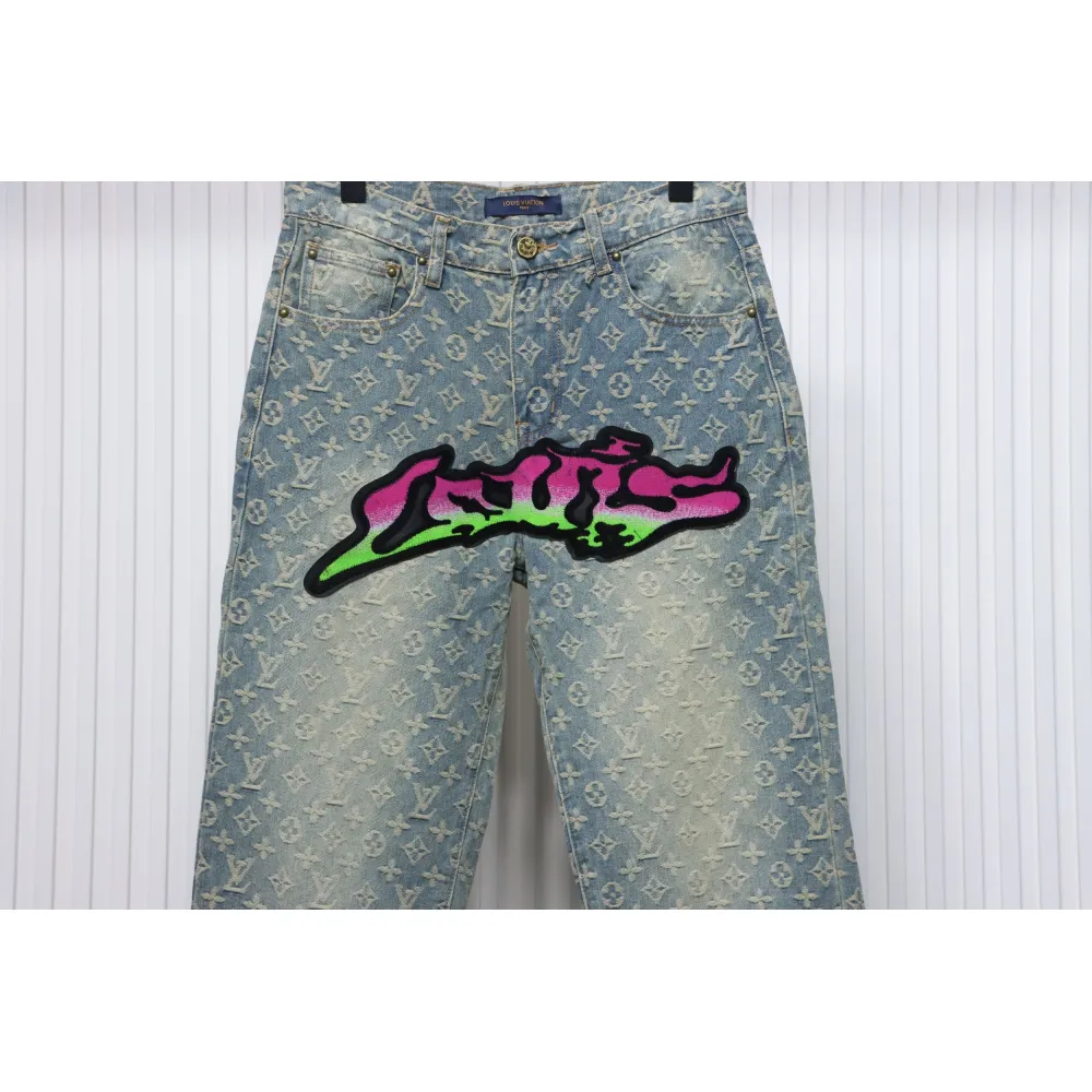 Louis Vuitton Graffiti Gradient Embroidered Jeans