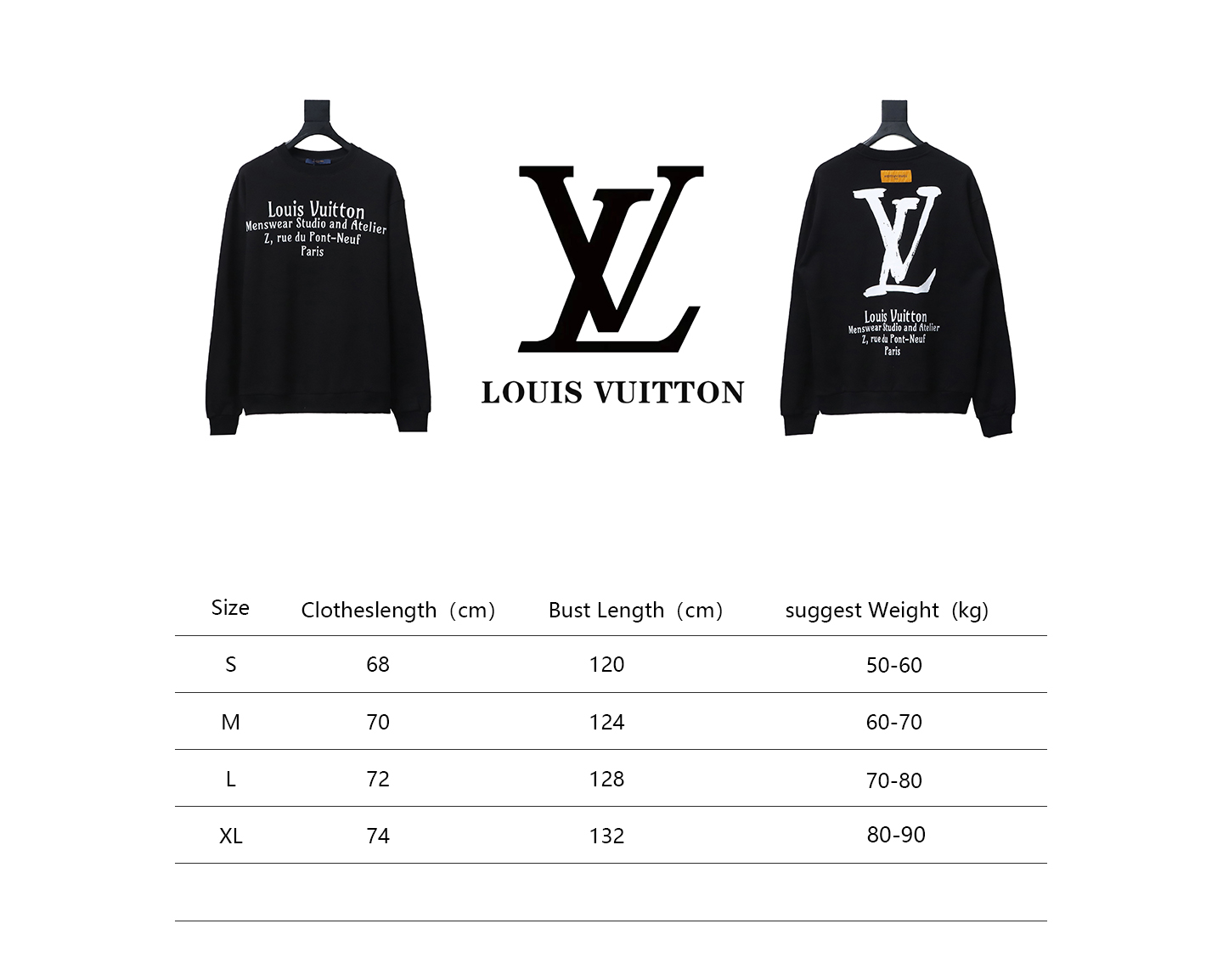 Louis Vuitton Limited Slogan V Letter Long Sleeve Black