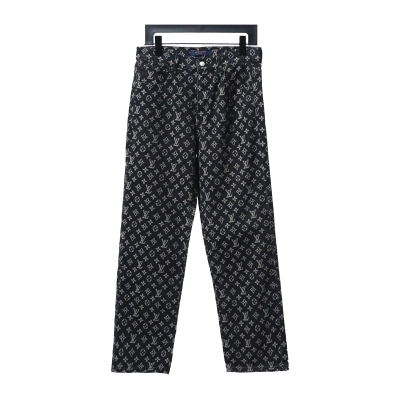 Louis Vuitton Simple All Over Printed Jacquard Logo Jeans 01