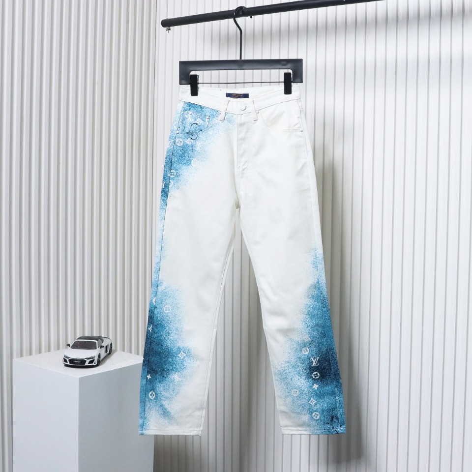 Louis Vuitton Starry Sky Painted Blue And White Gradient Jeans