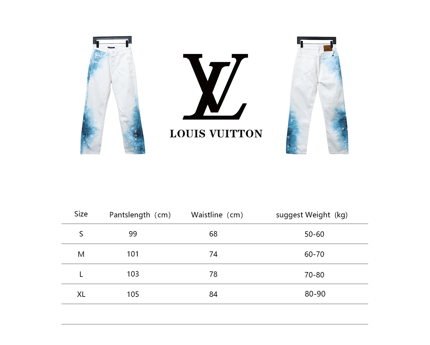 Louis Vuitton Starry Sky Painted Blue And White Gradient Jeans