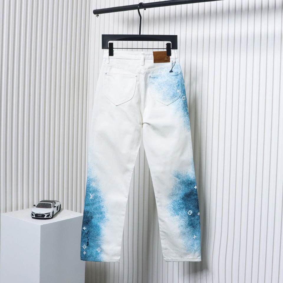 Louis Vuitton Starry Sky Painted Blue And White Gradient Jeans