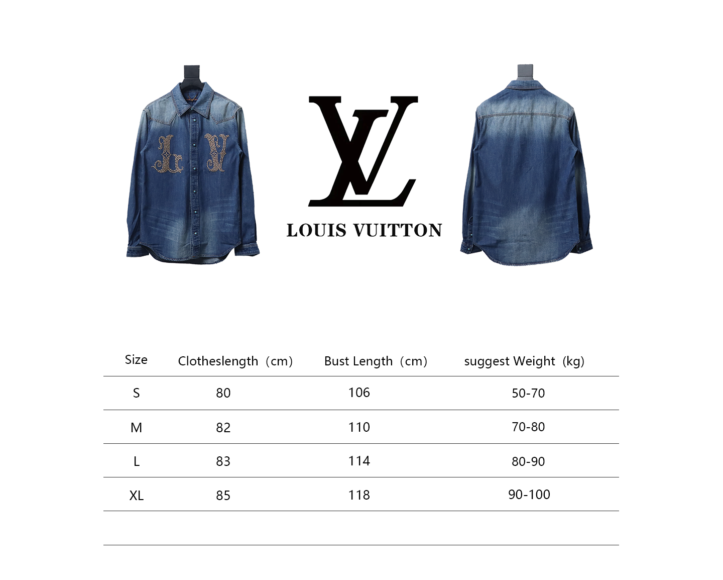 Louis Vuitton Studded Monogram Long Sleeve Denim Shirt