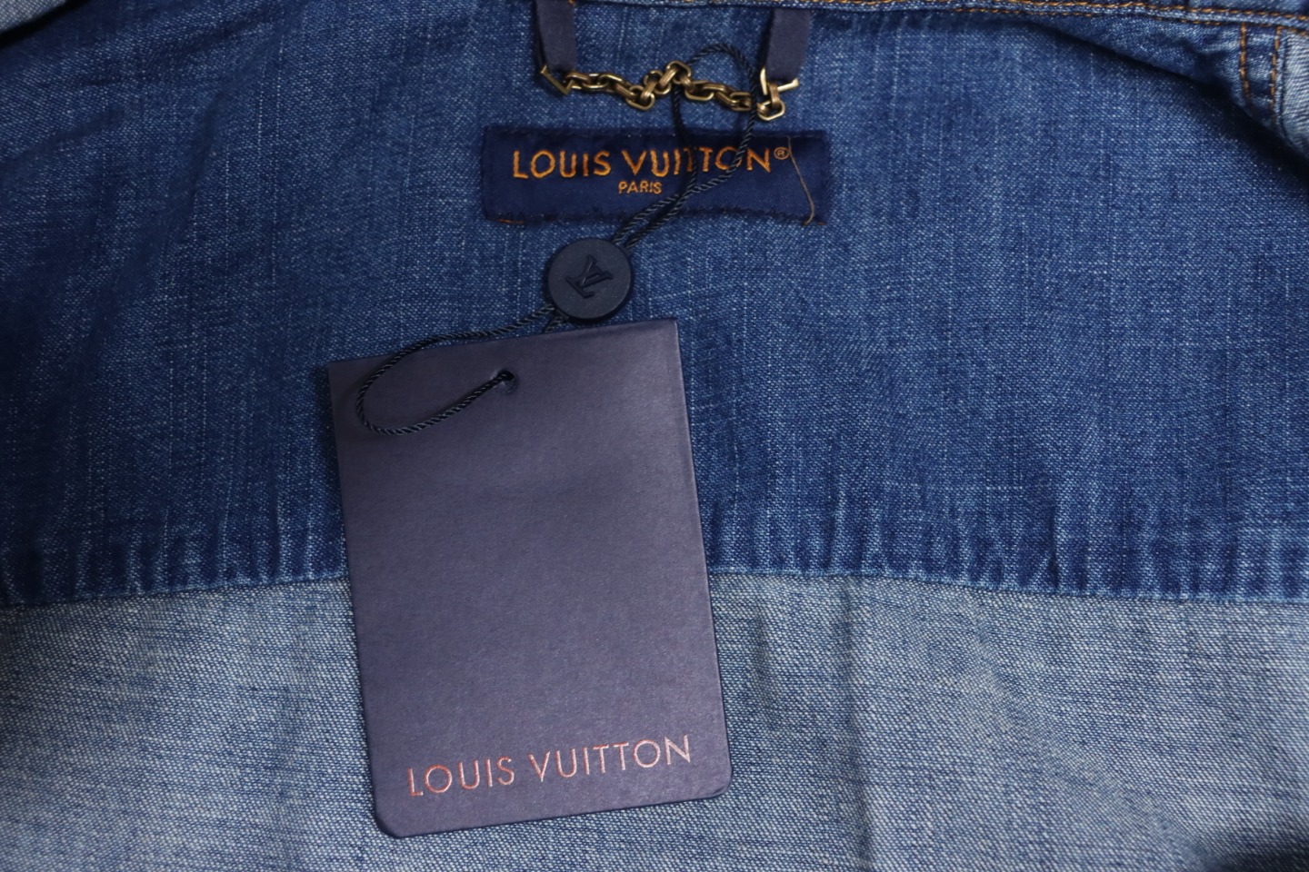 Louis Vuitton Studded Monogram Long Sleeve Denim Shirt