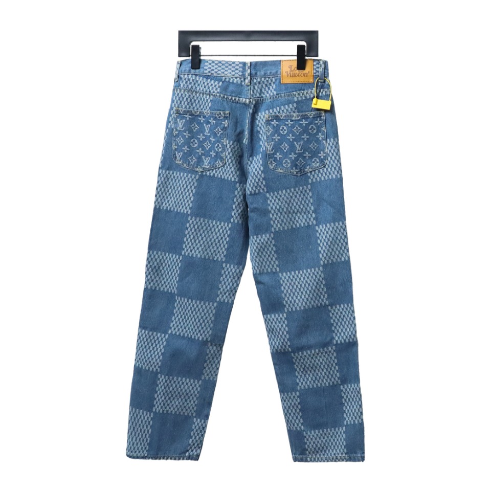 Louis Vuitton x NIGO Checkerboard Print Jeans Blue