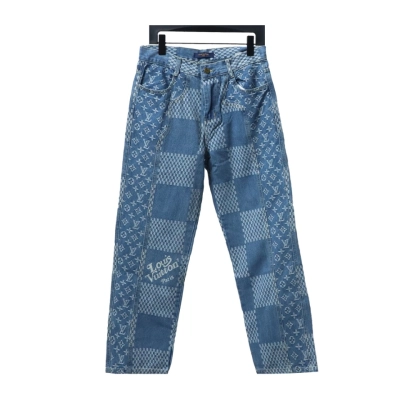 Louis Vuitton x NIGO Checkerboard Print Jeans Blue 01