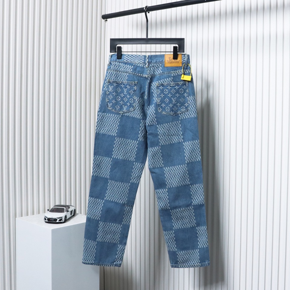 Louis Vuitton x NIGO Checkerboard Print Jeans Blue
