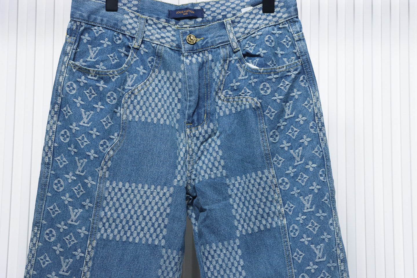 Louis Vuitton x NIGO Checkerboard Print Jeans Blue