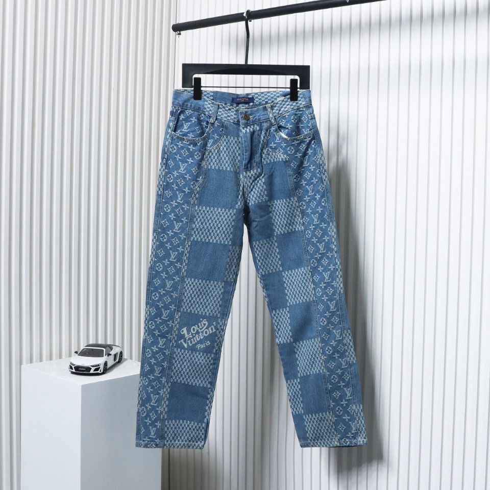 Louis Vuitton x NIGO Checkerboard Print Jeans Blue
