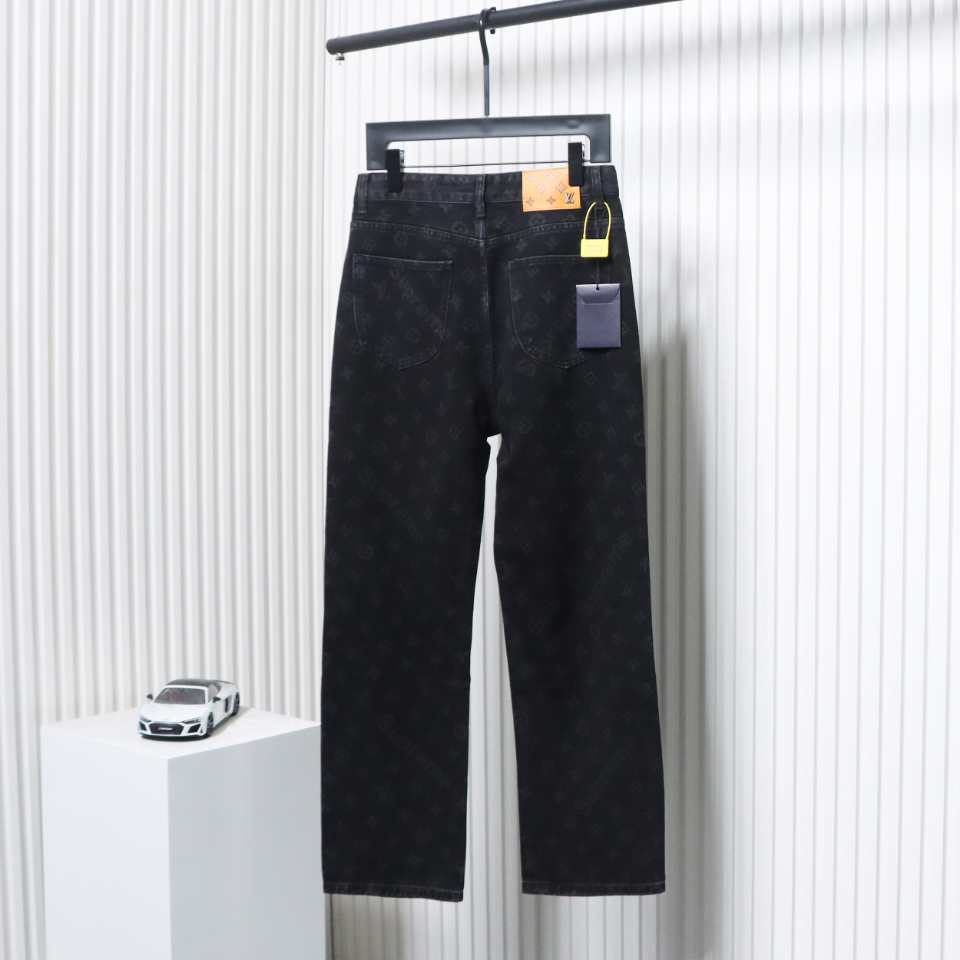 Louis Vuitton x Supreme Monogram Print Denim Trousers Black