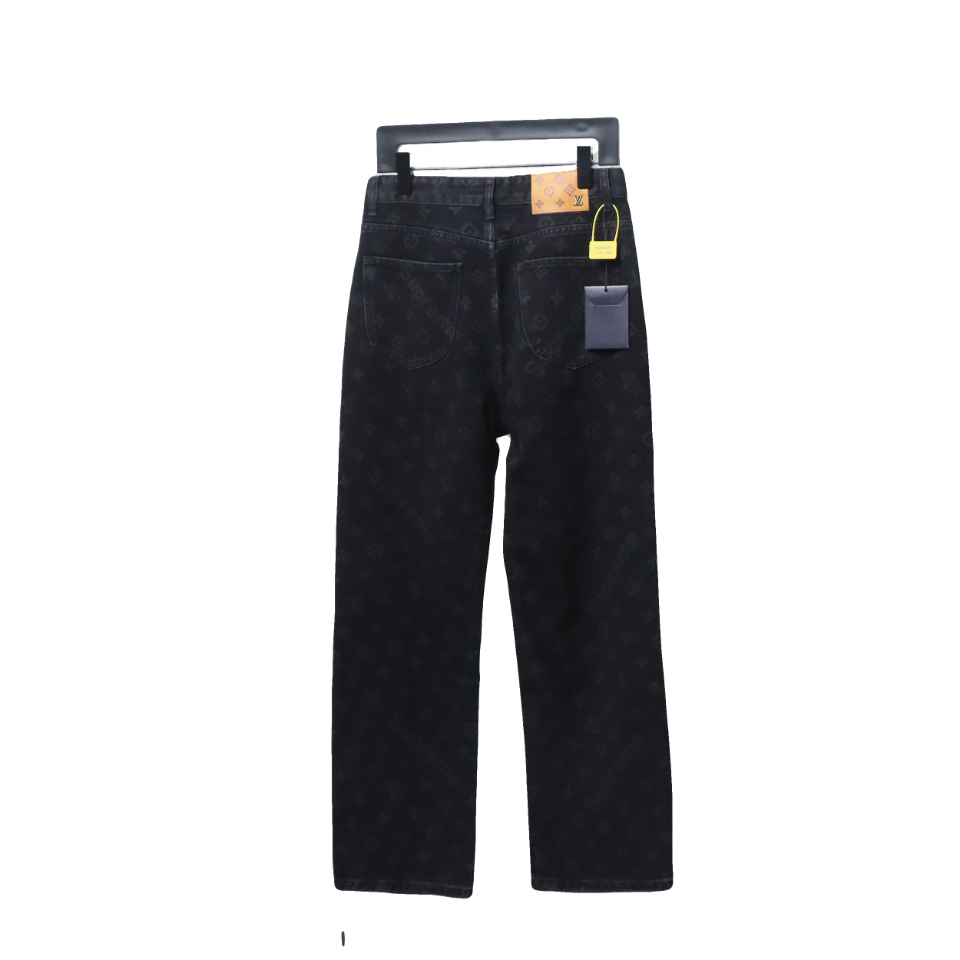 Louis Vuitton x Supreme Monogram Print Denim Trousers Black