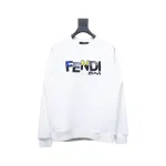 Fendi Funny Cartoon Letter Round Neck Hoodie White