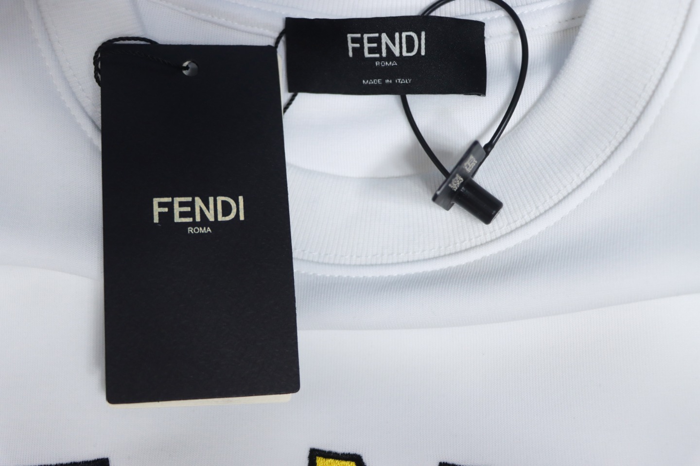 Fendi Funny Cartoon Letter Round Neck Hoodie White