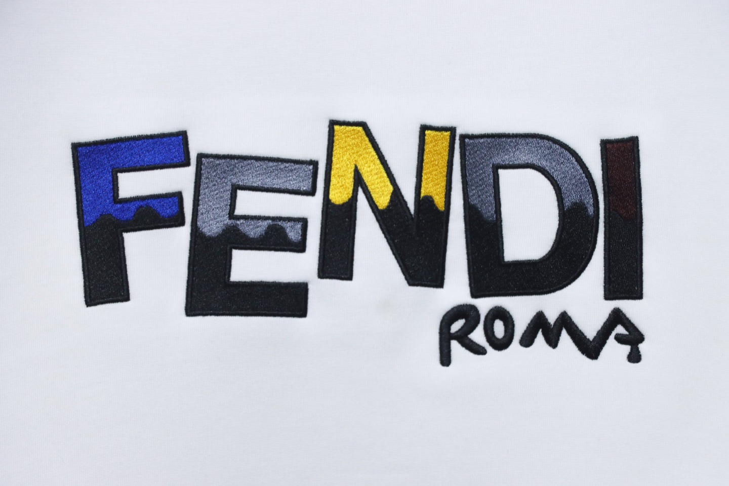 Fendi Funny Cartoon Letter Round Neck Hoodie White