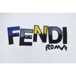 Fendi Funny Cartoon Letter Round Neck Hoodie White