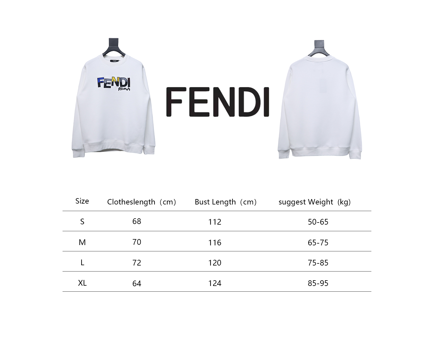 Fendi Funny Cartoon Letter Round Neck Hoodie White