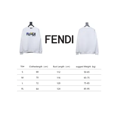 Fendi Funny Cartoon Letter Round Neck Hoodie White 02