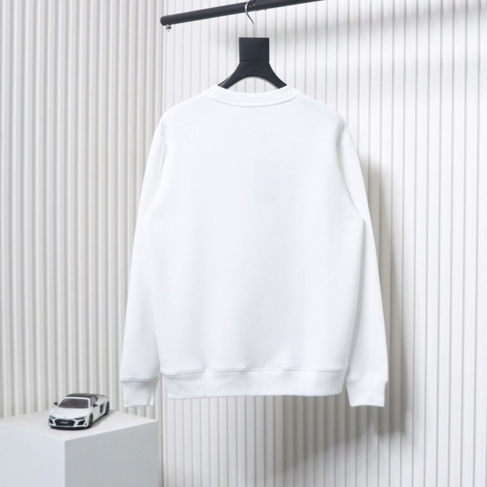 Fendi Funny Cartoon Letter Round Neck Hoodie White