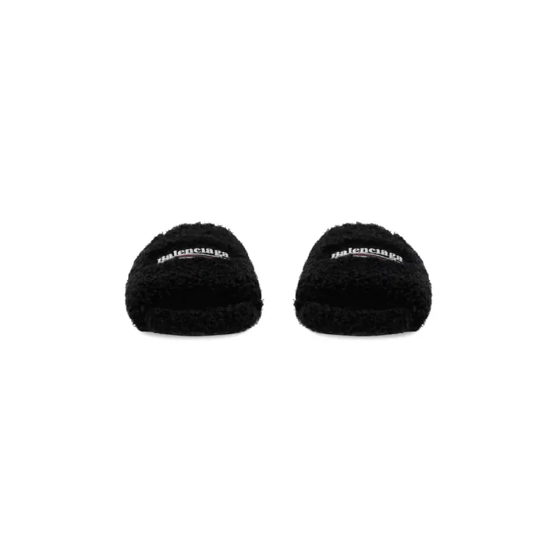Balenciaga Black Furry Slides