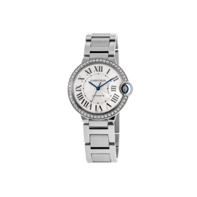Cartier Ballon Bleu 36mm Custom Diamond Bezel Steel Women's Watch WSBB0048-CD 01