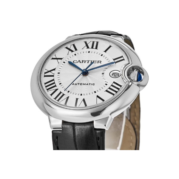 Cartier Ballon Bleu 36mm Silver Dial Leather Strap Women's Watch WSBB0028